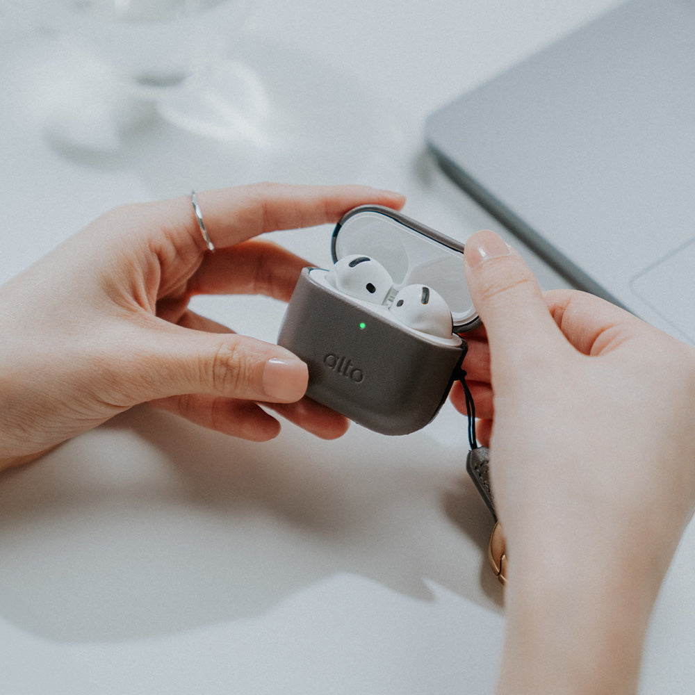 AirPods 4 Leather Case - Cement Gray