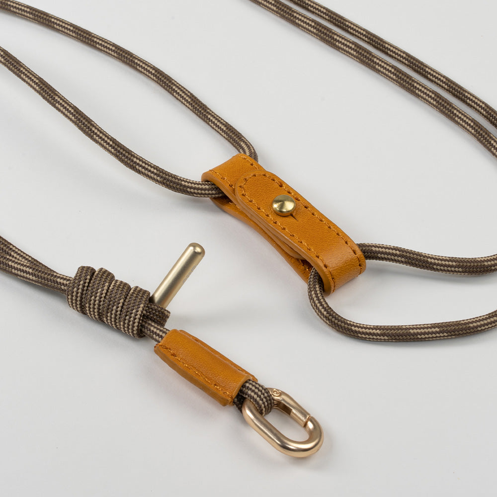 Phone Lanyards Connector + 4mm Comfort Nylon Strap – Linen Brown