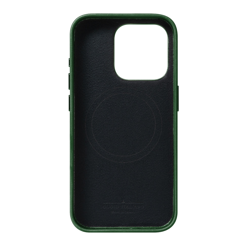 iPhone 15 Series Clop MagSafe Leather Case - Forest Green