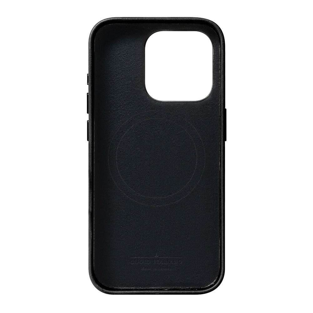 iPhone 15 Series Clop MagSafe Leather Case - Raven Black