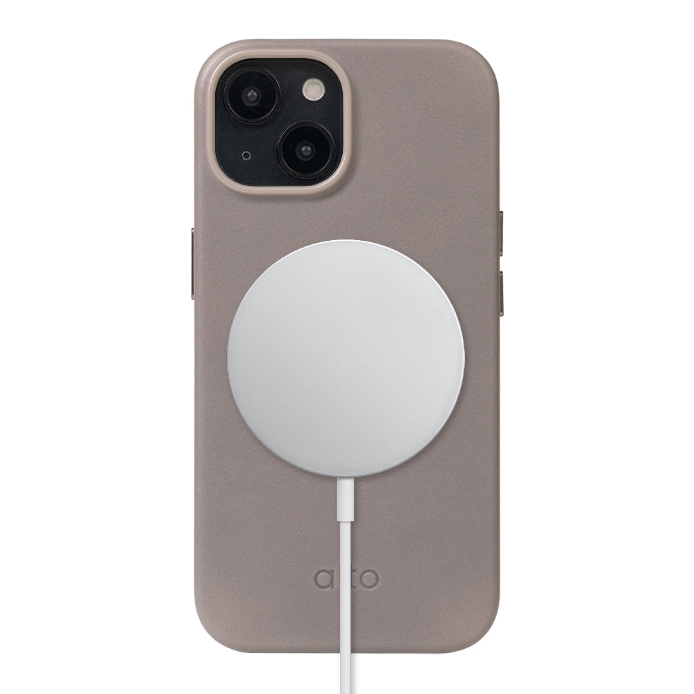 iPhone 15 Series Clop MagSafe Leather Case -  Cement Gray