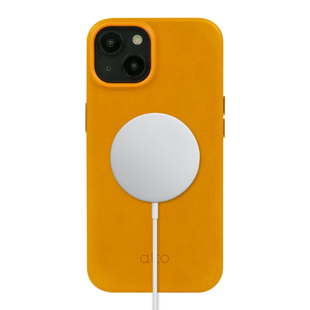 iPhone 14 Series Clop MagSafe Leather Case - Caramel Brown