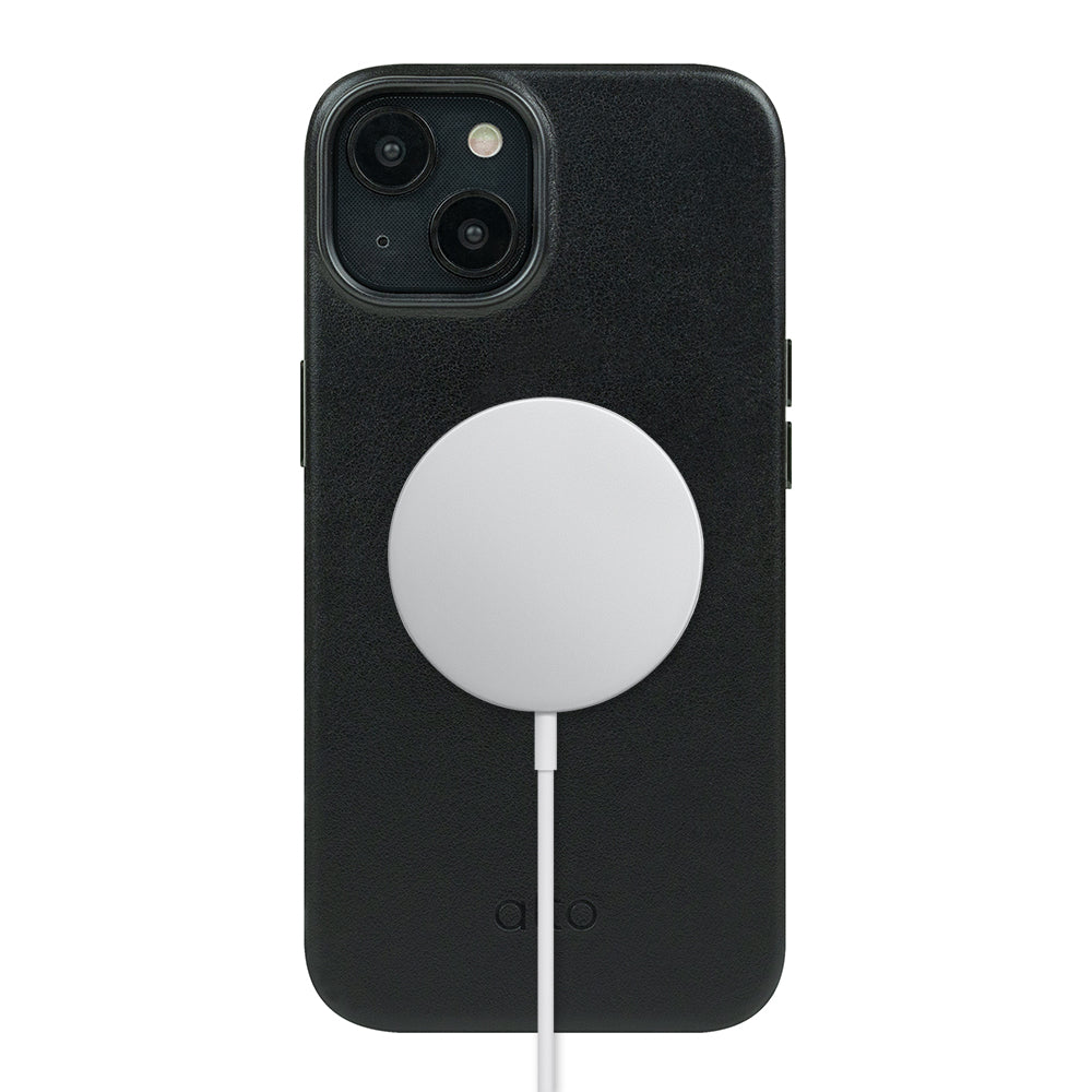 iPhone 14 Series Clop MagSafe Leather Case - Raven Black