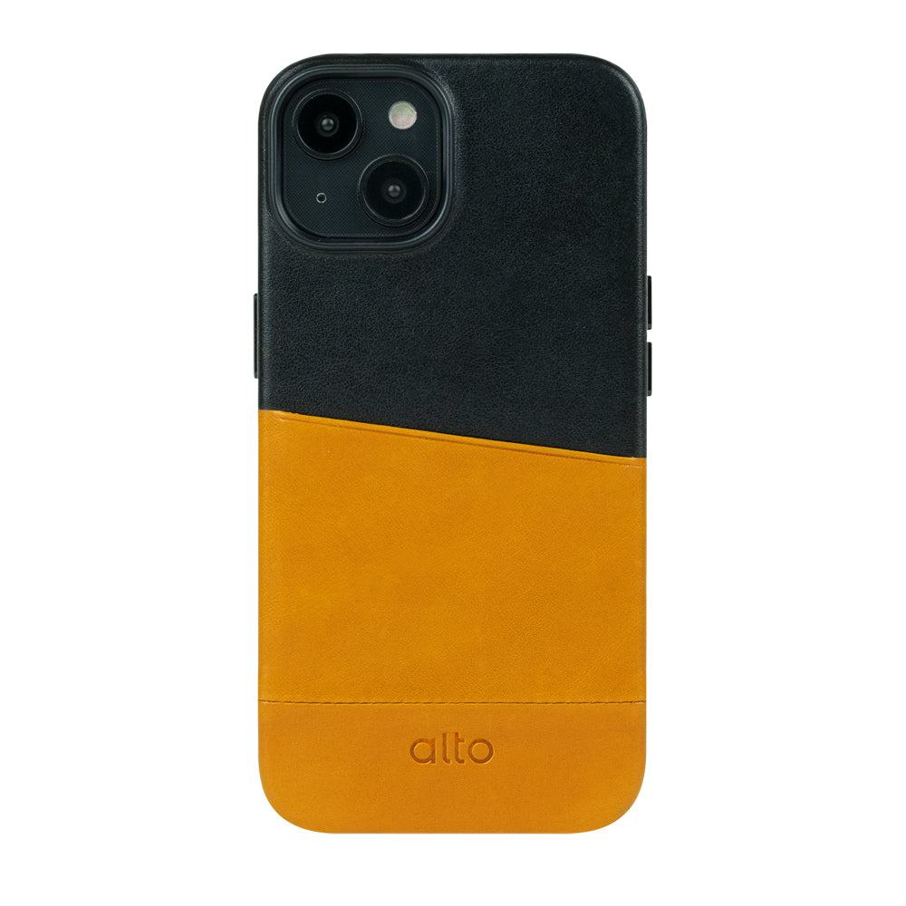 iPhone 14 Series Metro Leather Wallet Case  - Caramel Brown / Raven Black