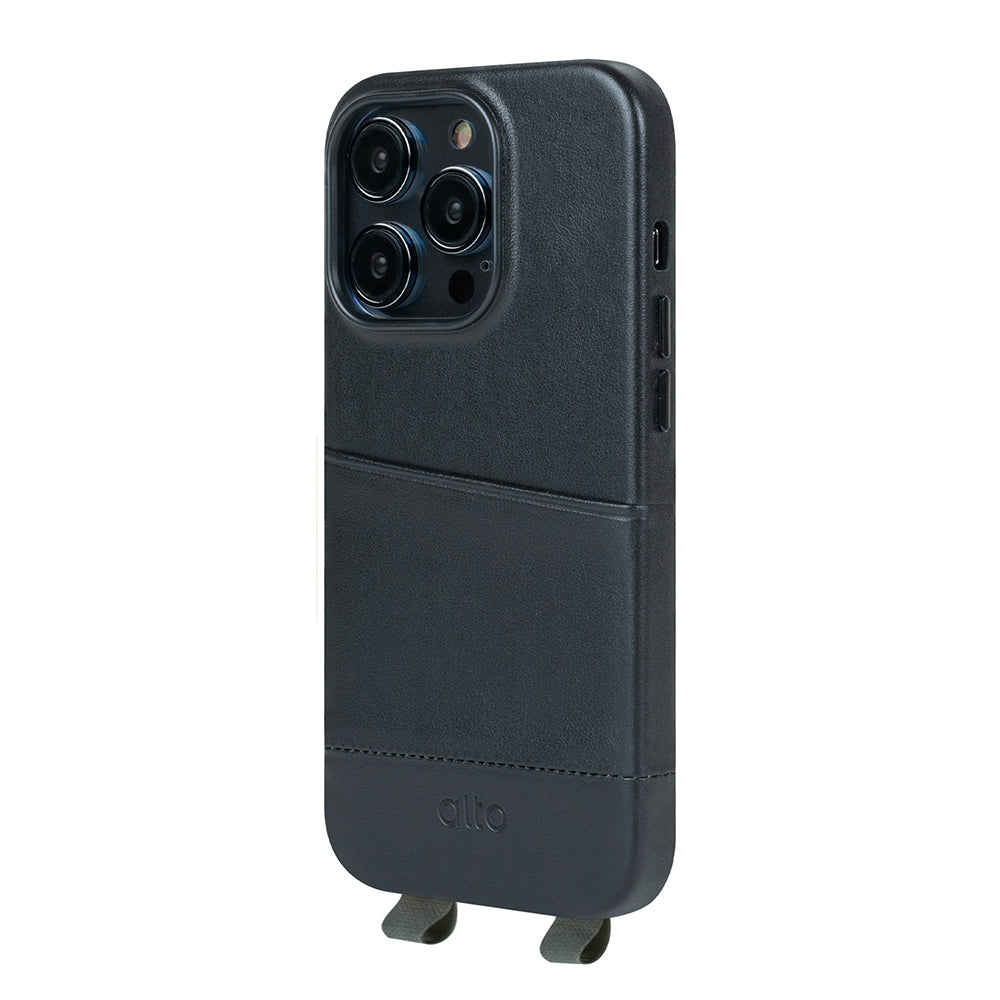iPhone 14シリーズAnello Leather Ranyard Case -RavenBlack