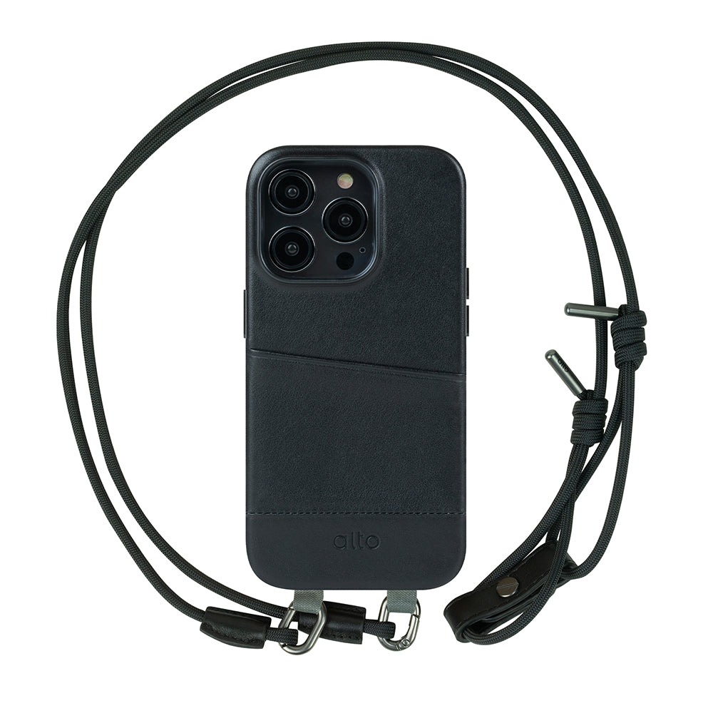 iPhone 14シリーズAnello Leather Ranyard Case -RavenBlack