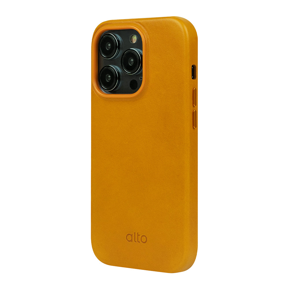 iPhone 14 Series Clop MagSafe Leather Case - Caramel Brown
