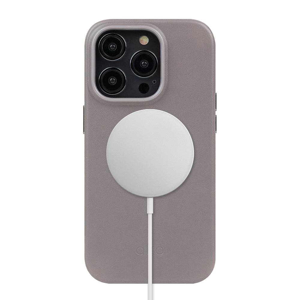 iPhone 14 Series Clop MagSafe Leather Case -  Cement Gray
