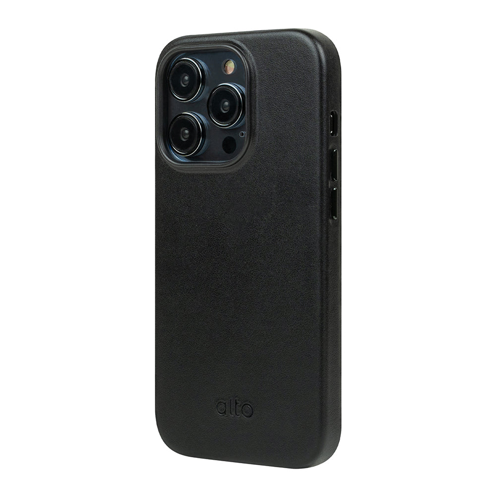 iPhone 14 Series Clop MagSafe Leather Case - Raven Black
