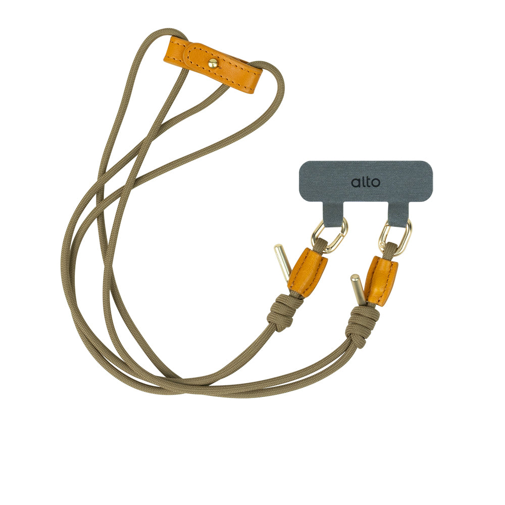 Phone Lanyards Connector + 4mm Comfort Nylon Strap – Caramel Brown