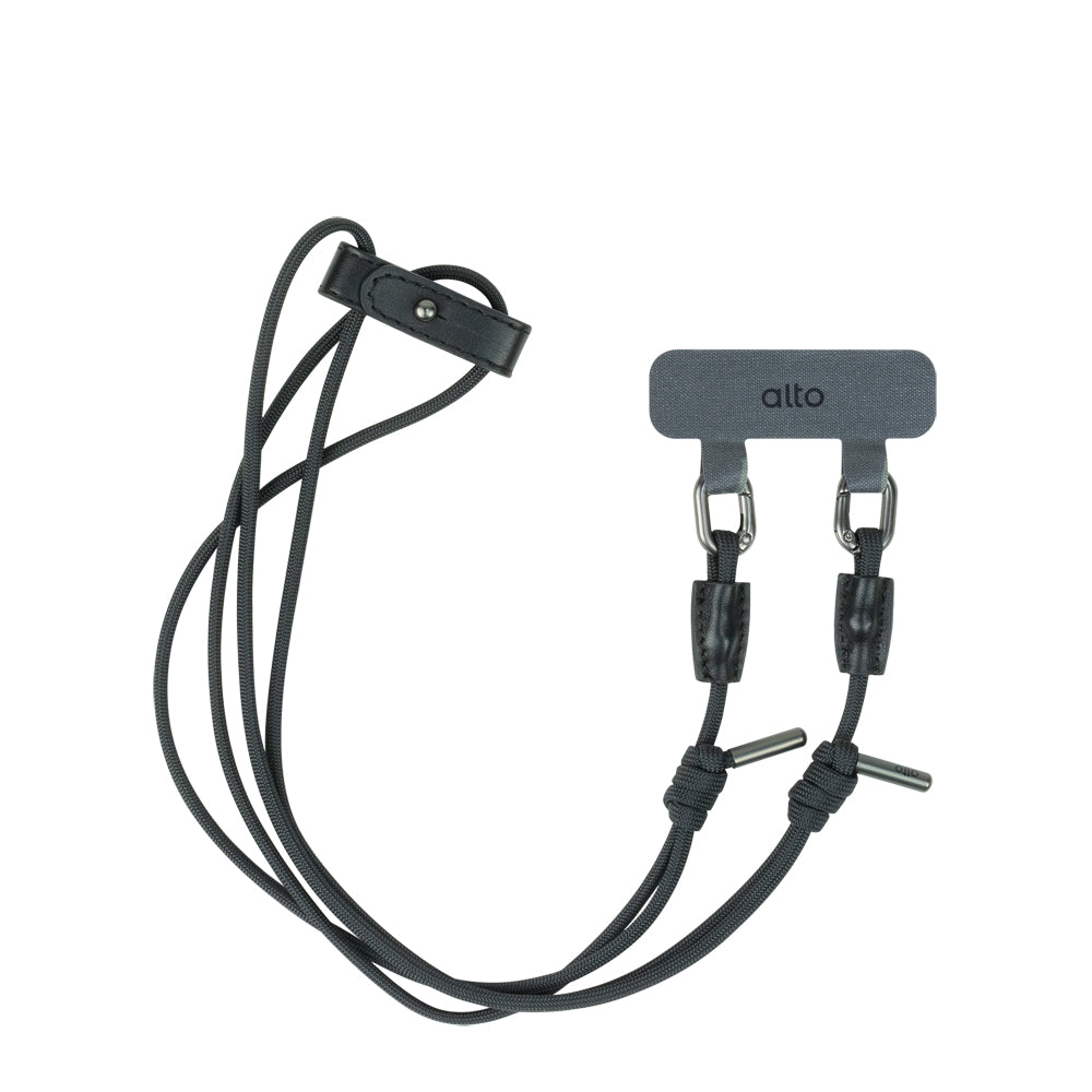 Phone Lanyards Connector + 4mm Comfort Nylon Strap – Raven Black
