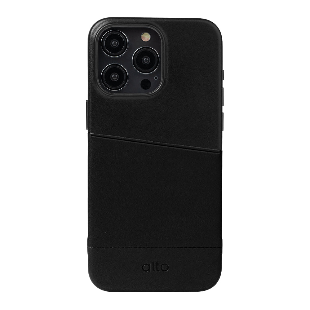 iPhone 15 Series Metro Leather Wallet Case - Raven Black
