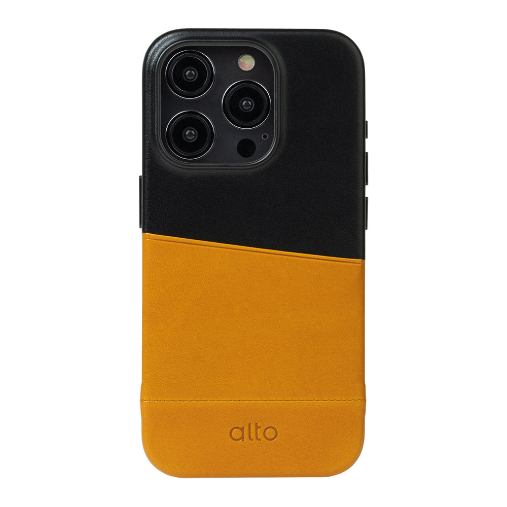 iPhone 15 Series Metro Leather Wallet Case  - Caramel Brown / Raven Black