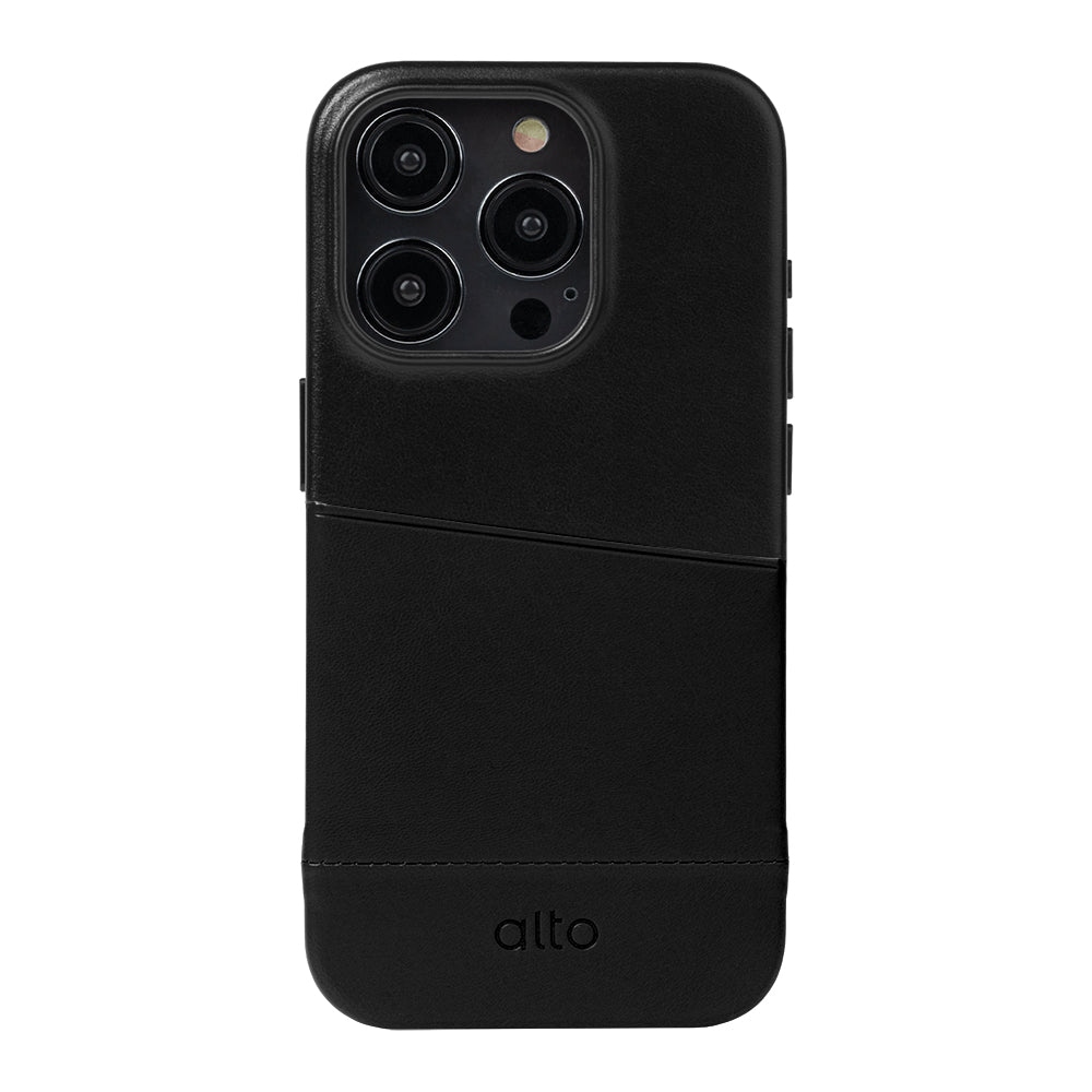 iPhone 15 Series Metro Leather Wallet Case - Raven Black