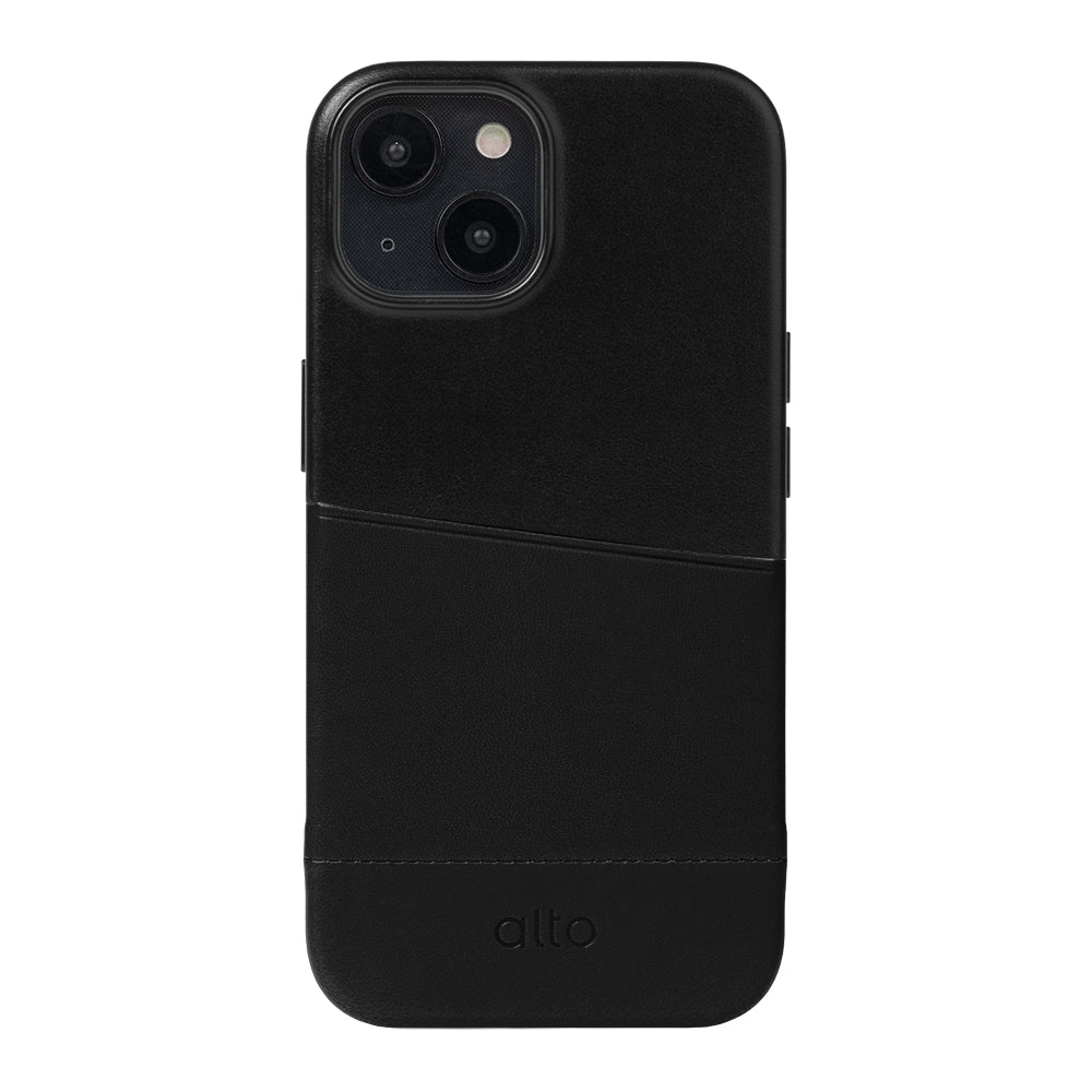 iPhone 15 Series Metro Leather Wallet Case - Raven Black