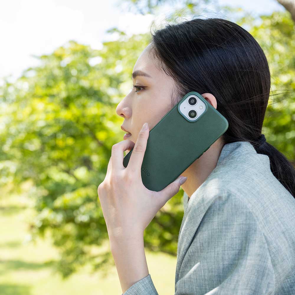 iPhone 14 Series Original Drop Protective Leather Case - Forest Green
