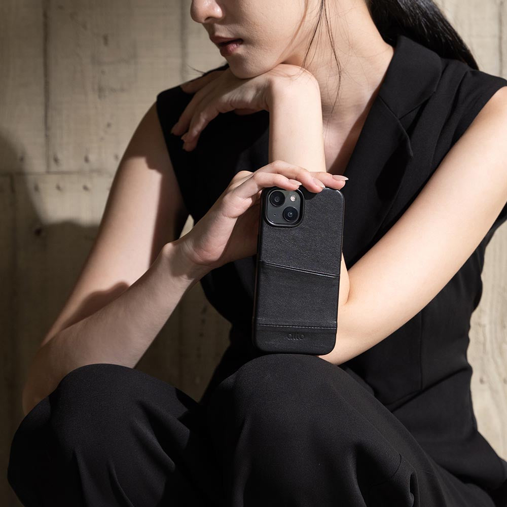 iPhone 14 Series Metro Leather Wallet Case  - Raven Black