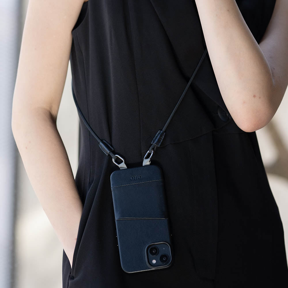iPhone 14シリーズAnello Leather Ranyard Case -RavenBlack