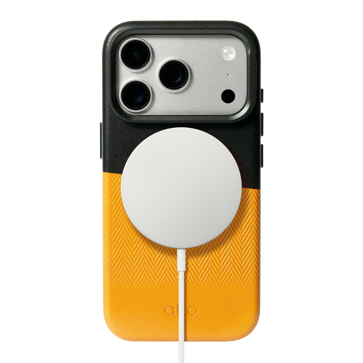 iPhone 18 Pro/17 Pro - Herring Magnetic Stand Leather Case - Caramel brown/Raven black