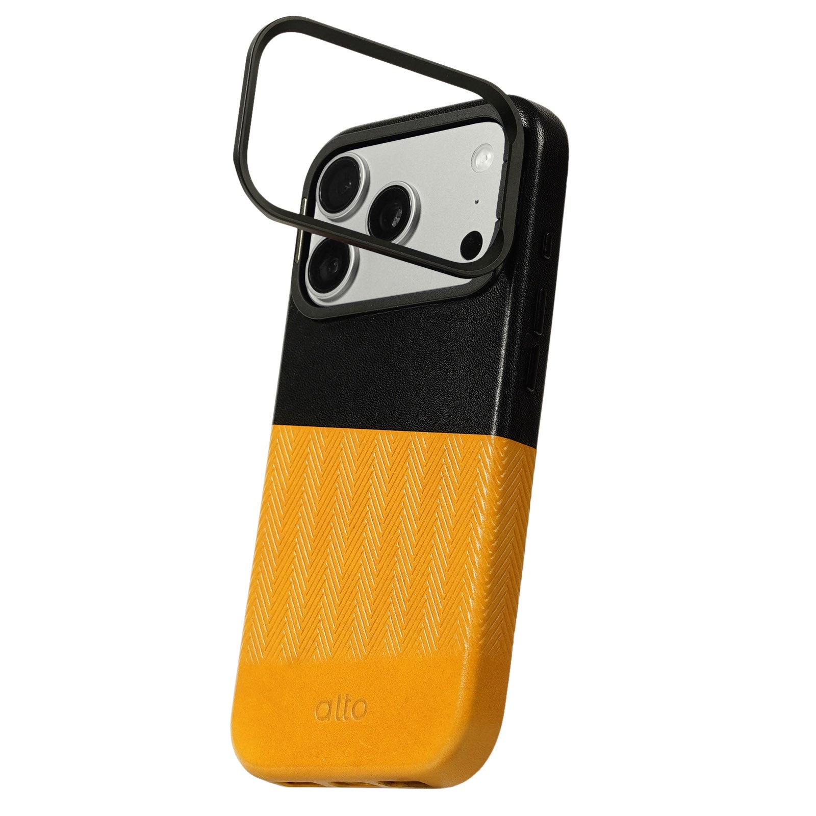 iPhone 18 Pro/17 Pro - Herring Magnetic Stand Leather Case - Caramel brown/Raven black