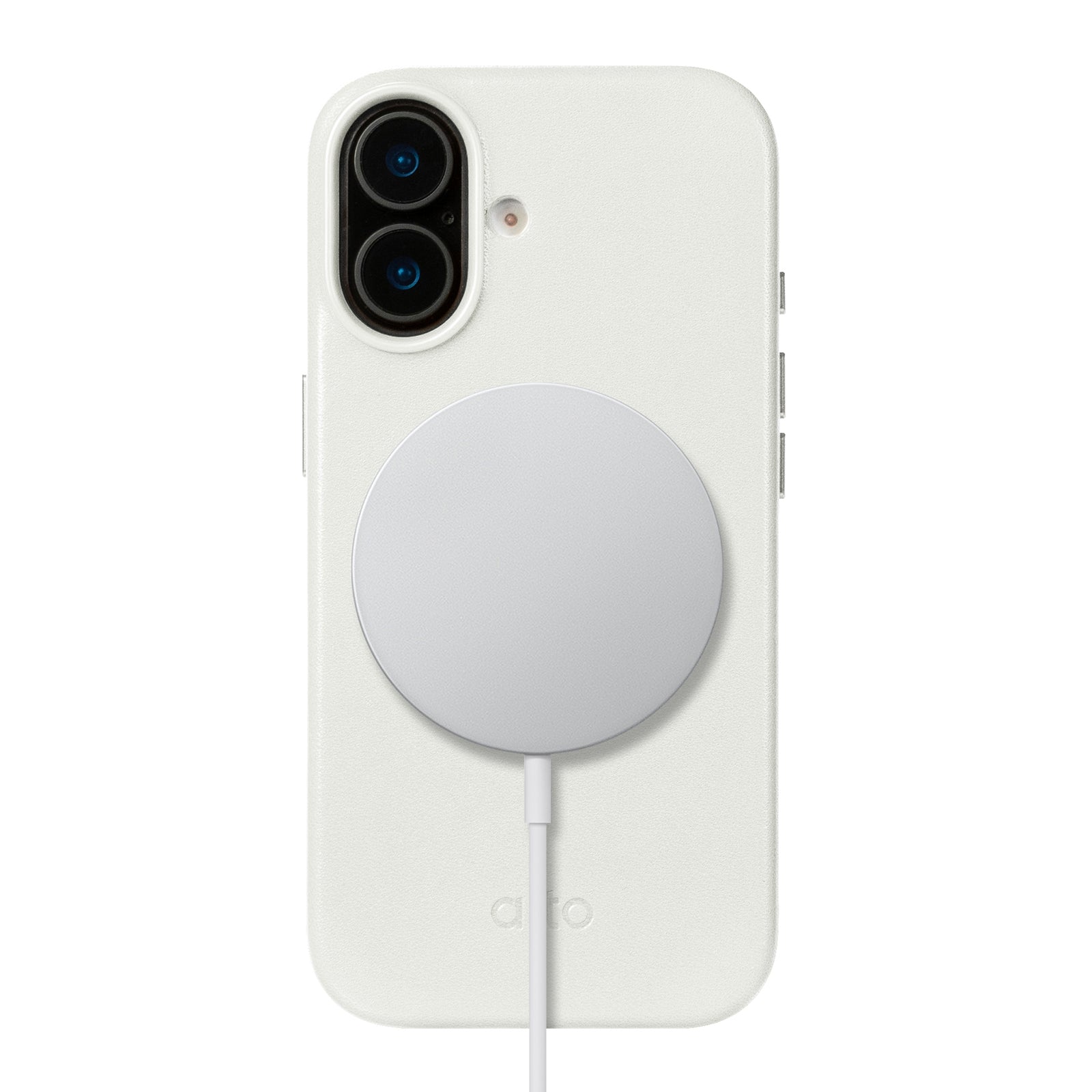 iPhone 17 - Clop Magnetic Leather Case - Forst White