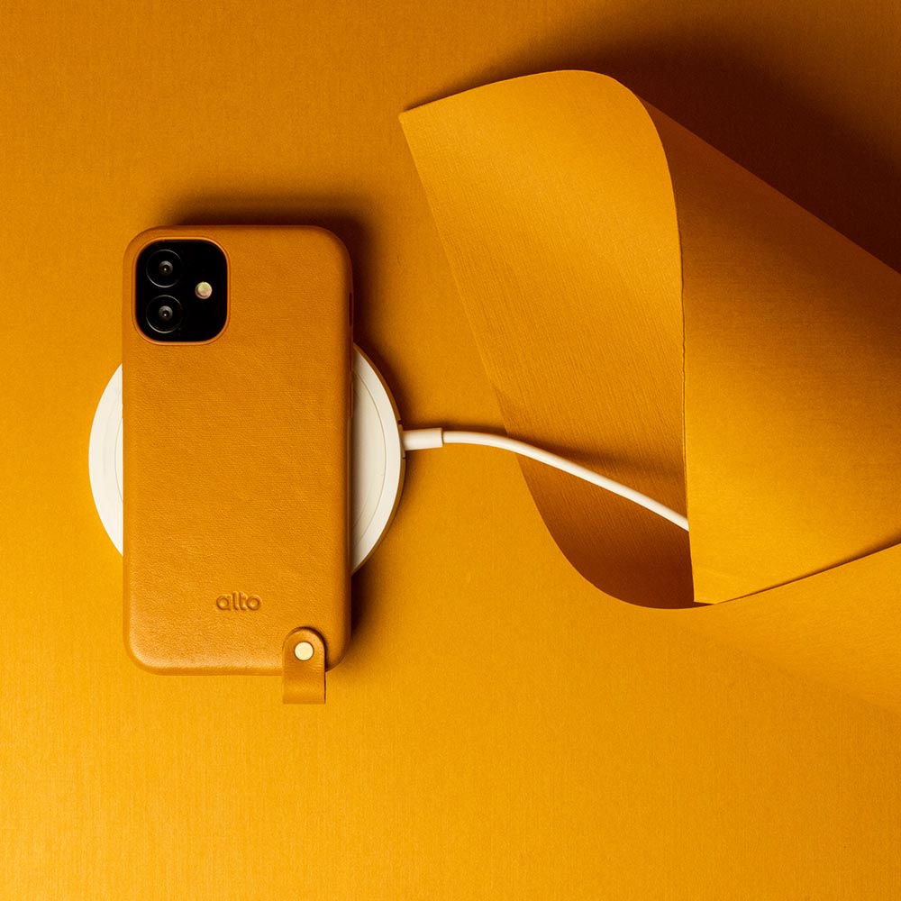 iPhone 12 mini Anello 360 Leather Lanyard Case - Caramel Brown