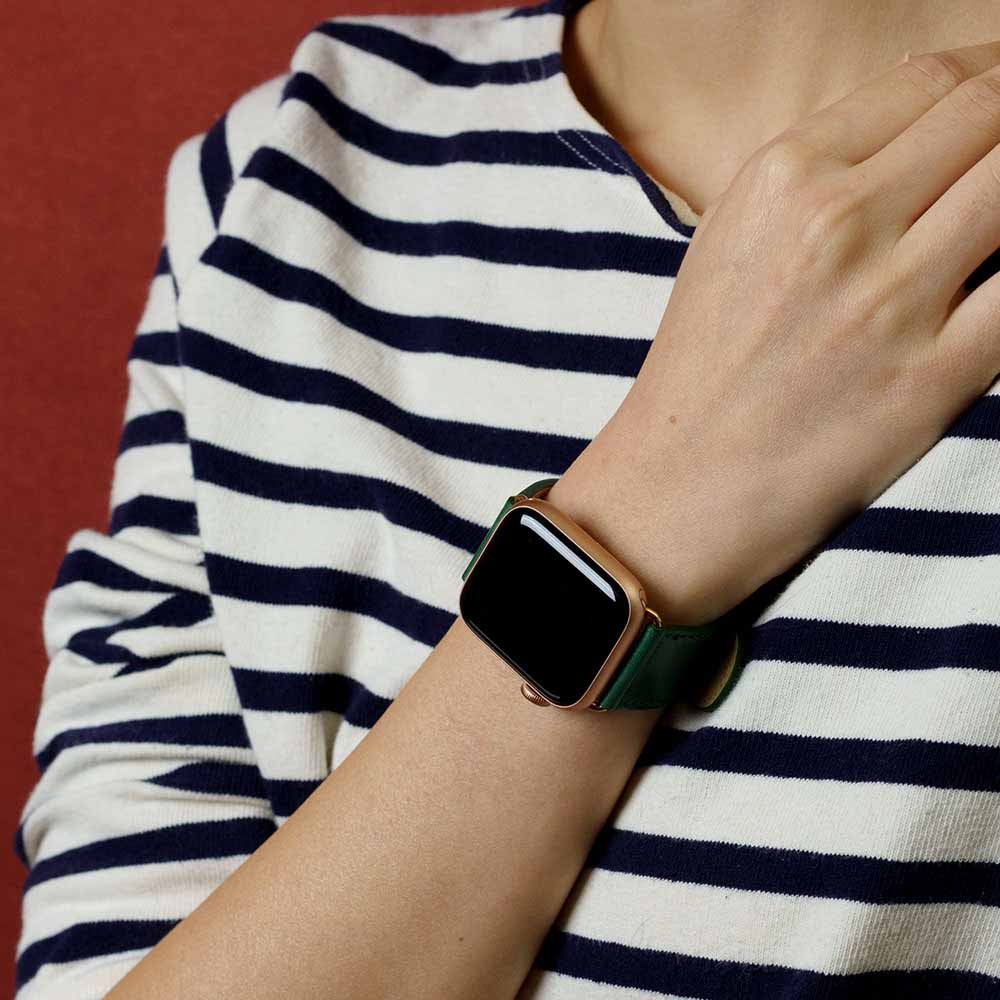 アップルウォッチレザーバンド38/40/41mm  - フォレストグリーン