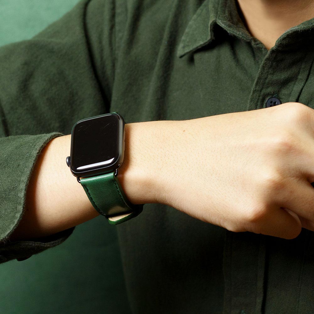 Apple Watch Leather Band 42/44/45/49mm – Forest Green