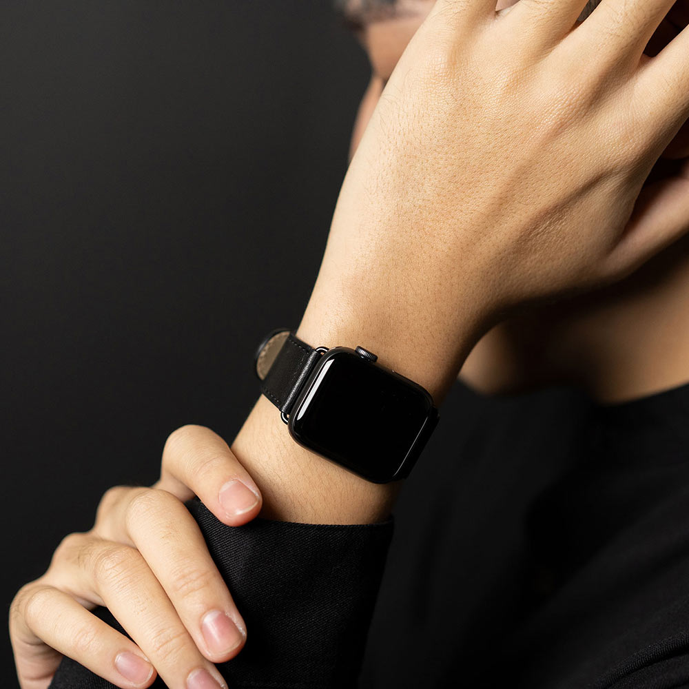アップルウォッチレザーバンド38/40/41mm  - レイヴンブラック