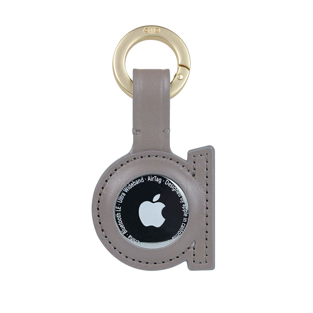 AirTag Leather Key Ring – Cement Gray