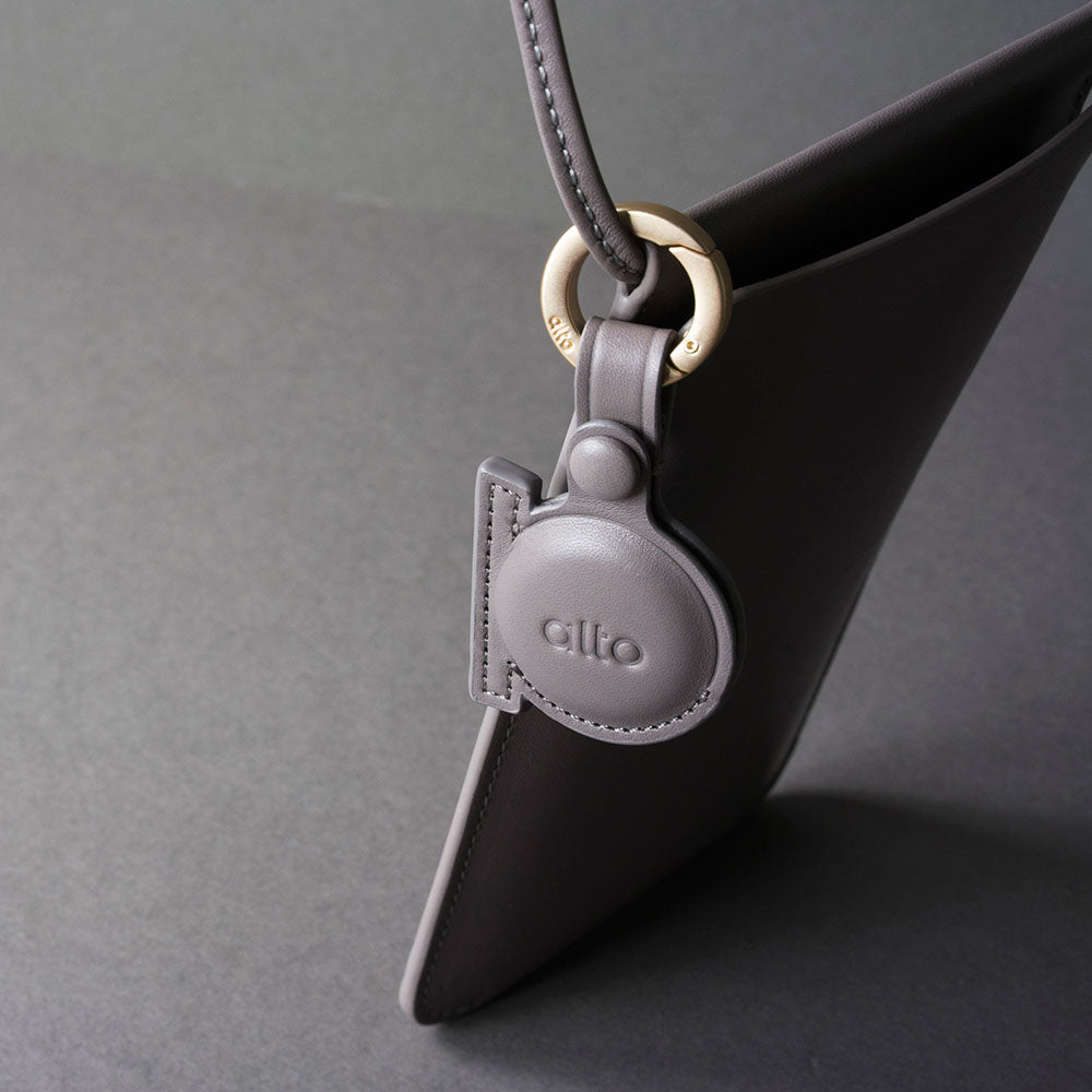 AirTag Leather Key Ring – Cement Gray