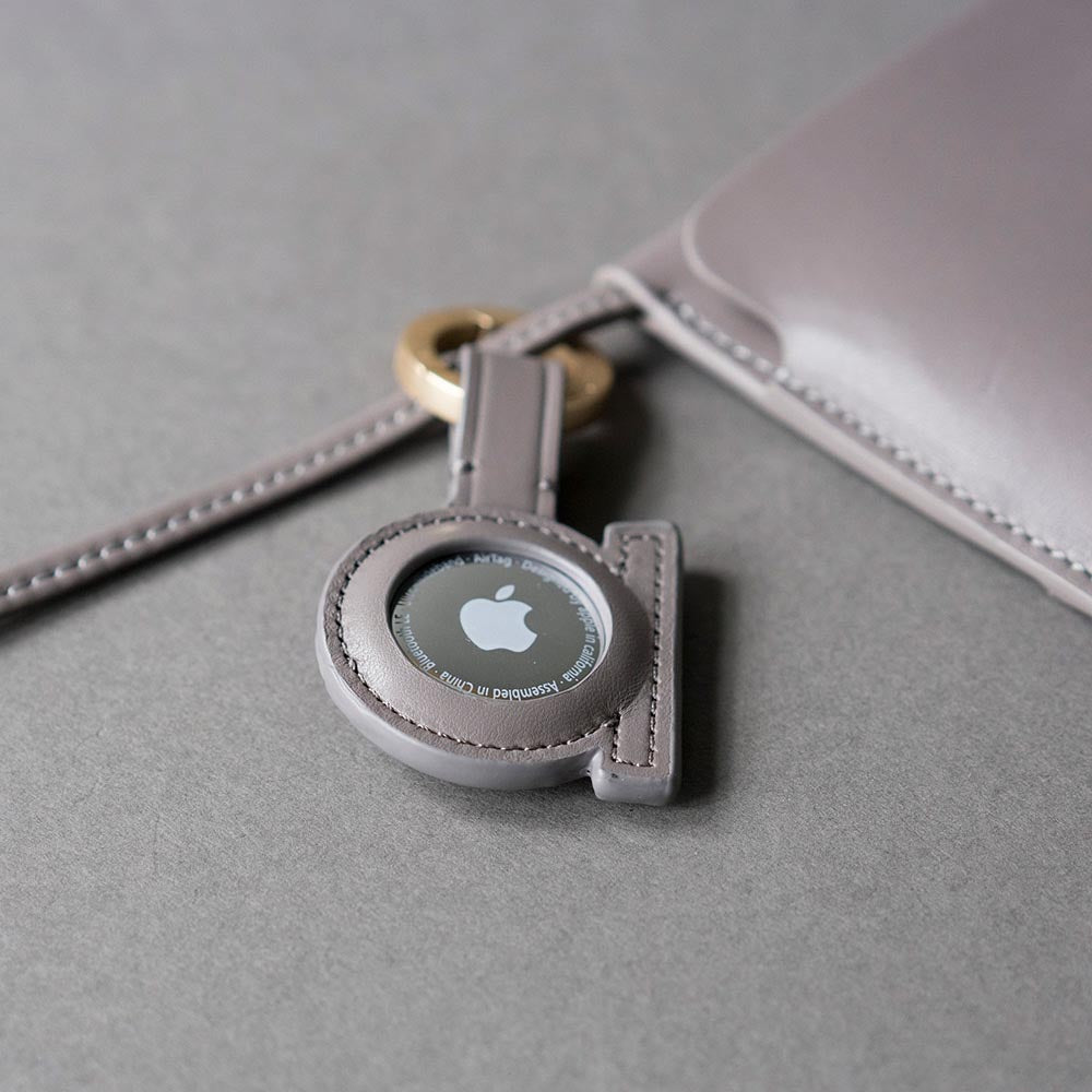 AirTag Leather Key Ring – Cement Gray