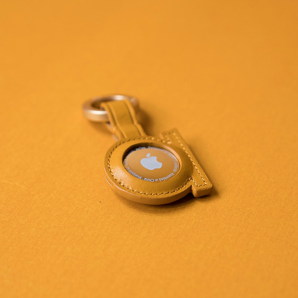 AirTag Leather Key Ring – Caramel Brown