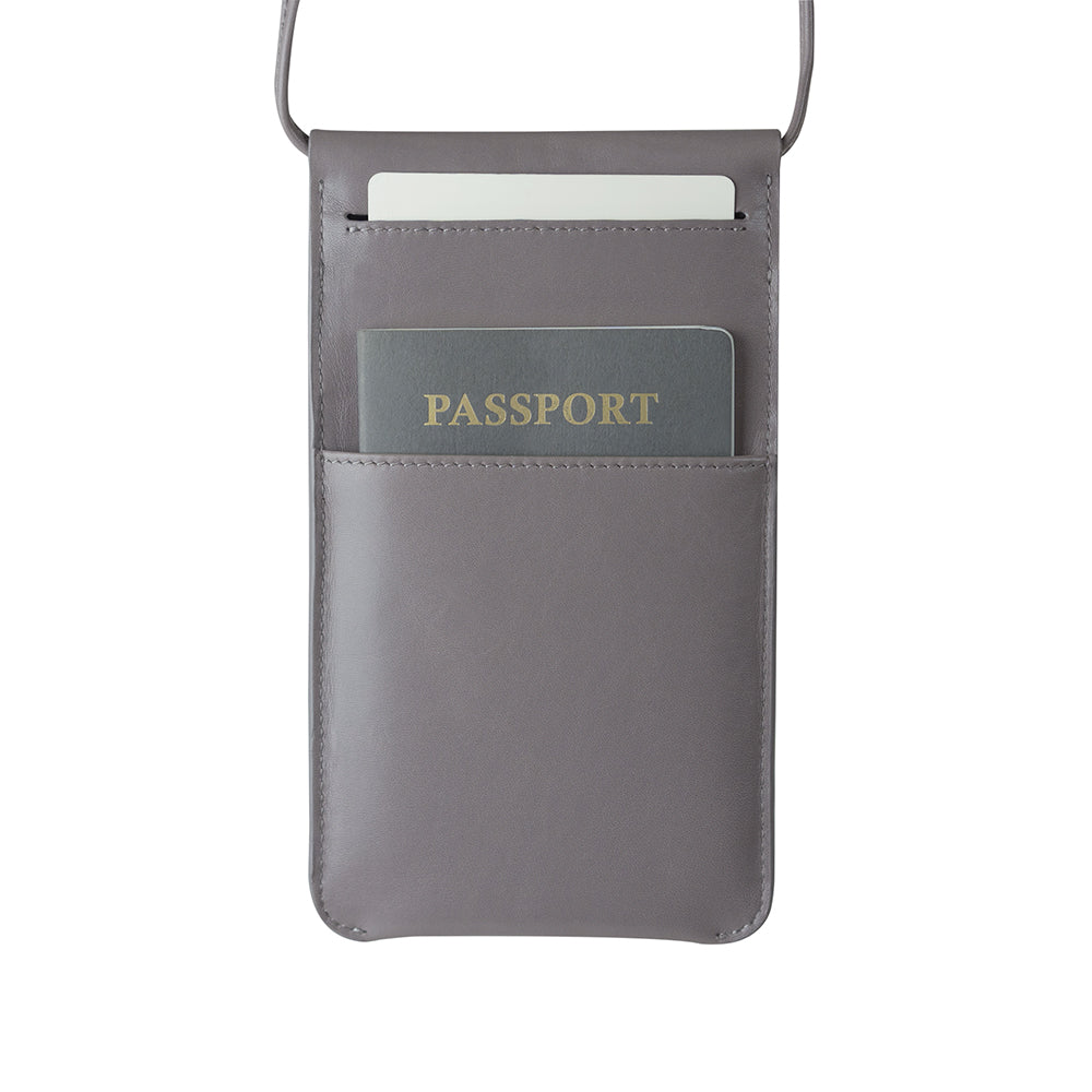 Leather Phone Purse – Cement Gray