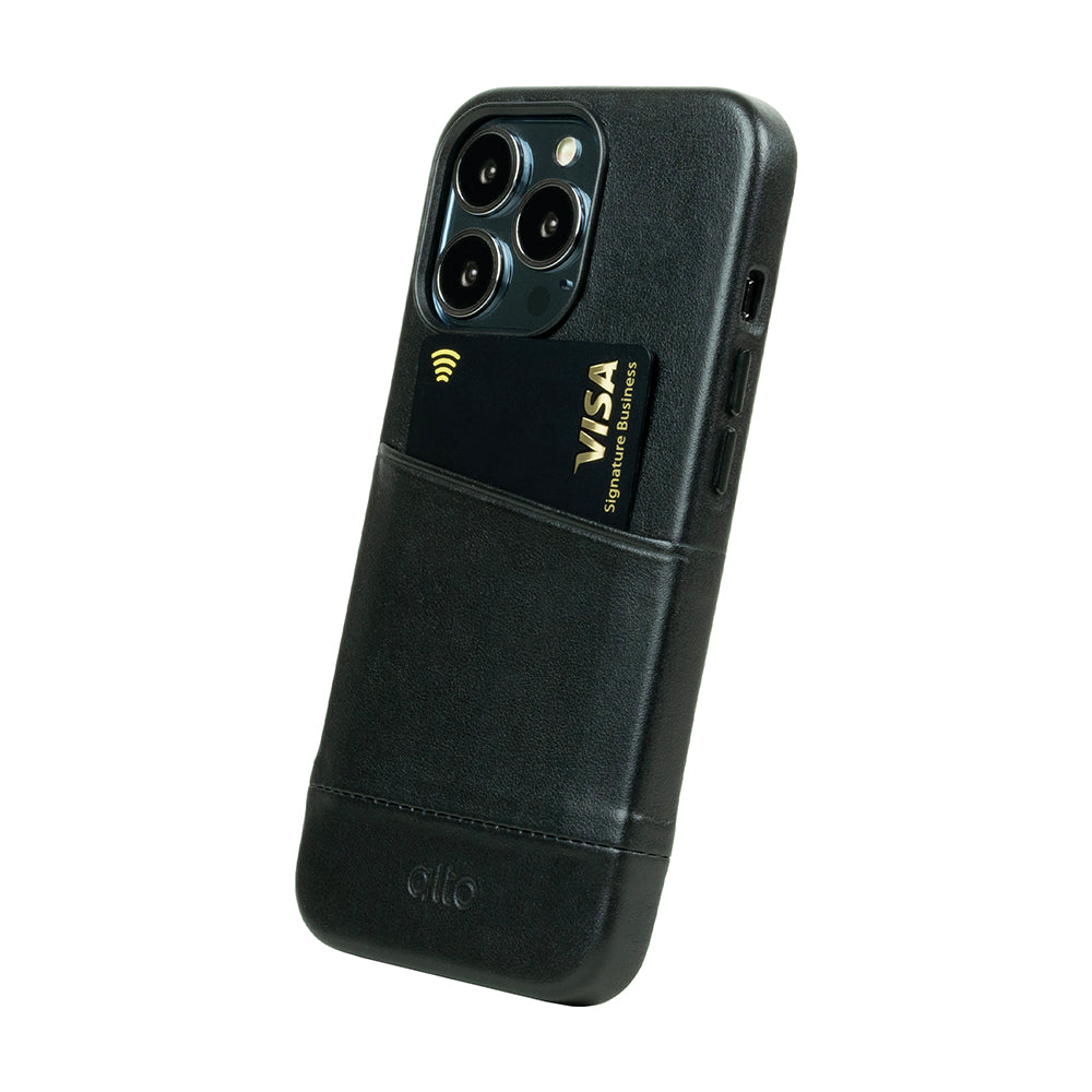 iPhone13シリーズメトロレザーウォレットケース - レイヴンブラック