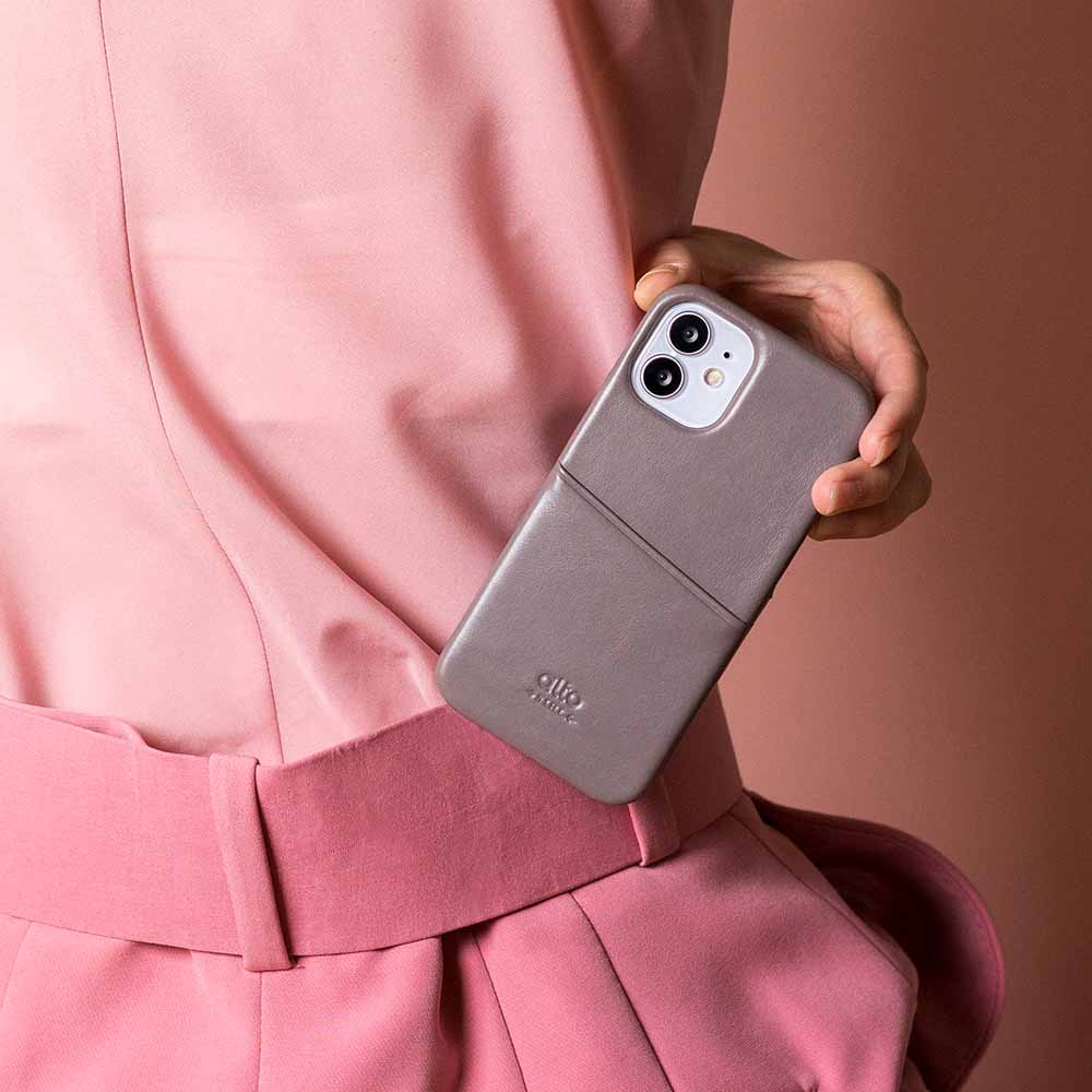 iPhone 12 mini Metro Leather Wallet Case - Cement Gray