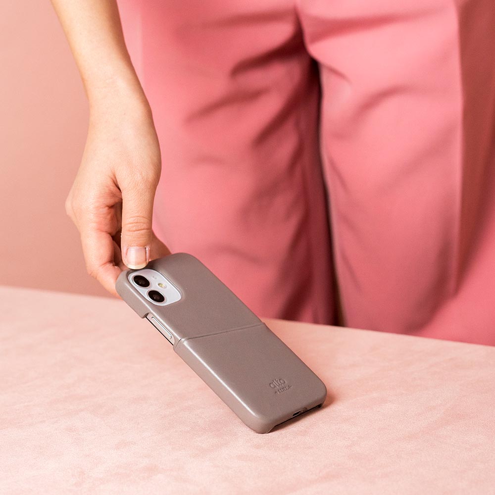 iPhone 12 mini Metro Leather Wallet Case - Cement Gray