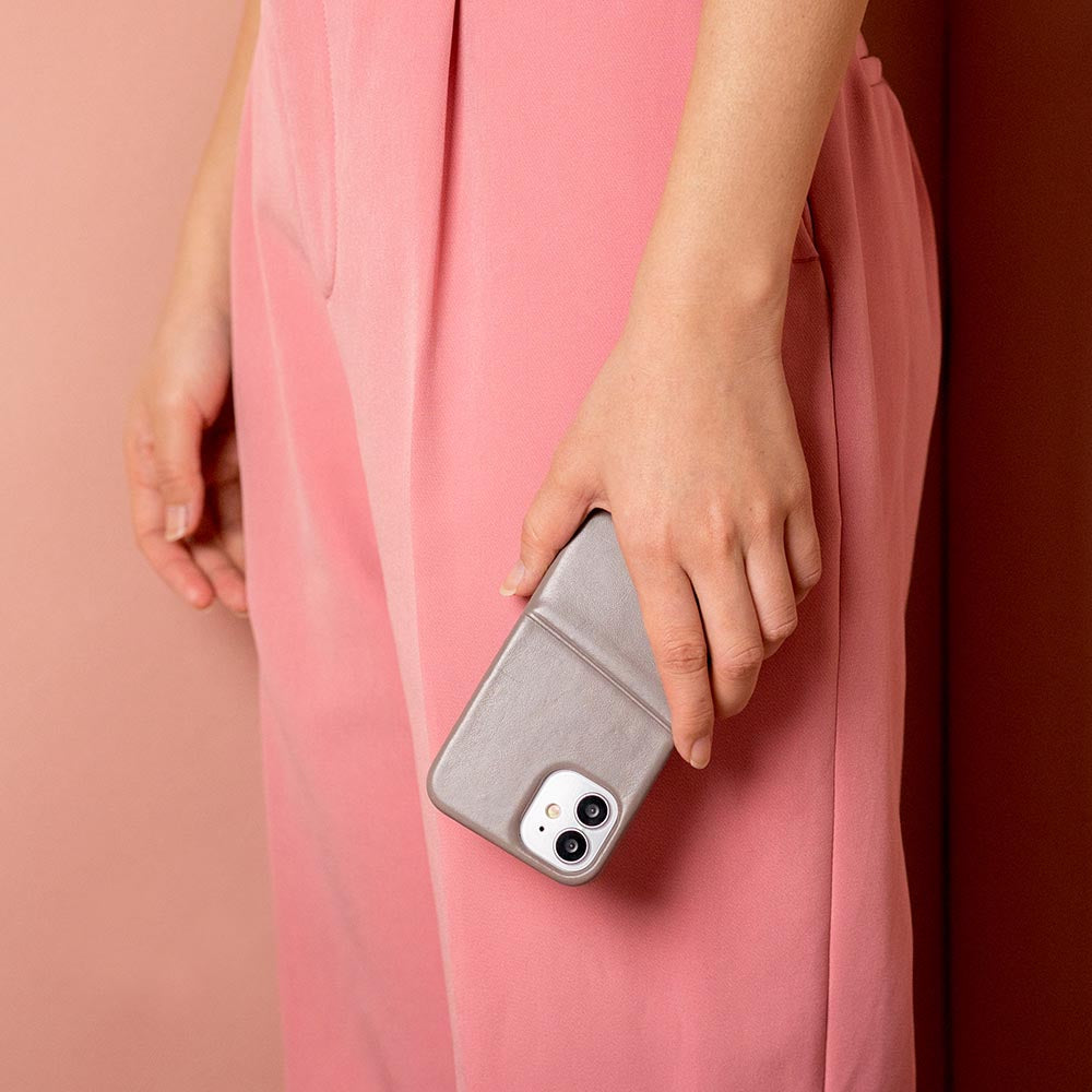 iPhone 12 mini Metro Leather Wallet Case - Cement Gray