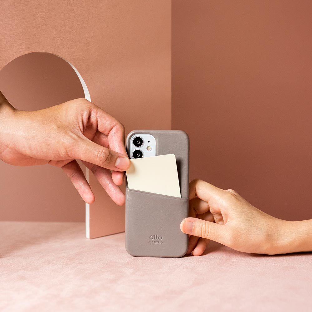 iPhone 12 mini Metro Leather Wallet Case - Cement Gray