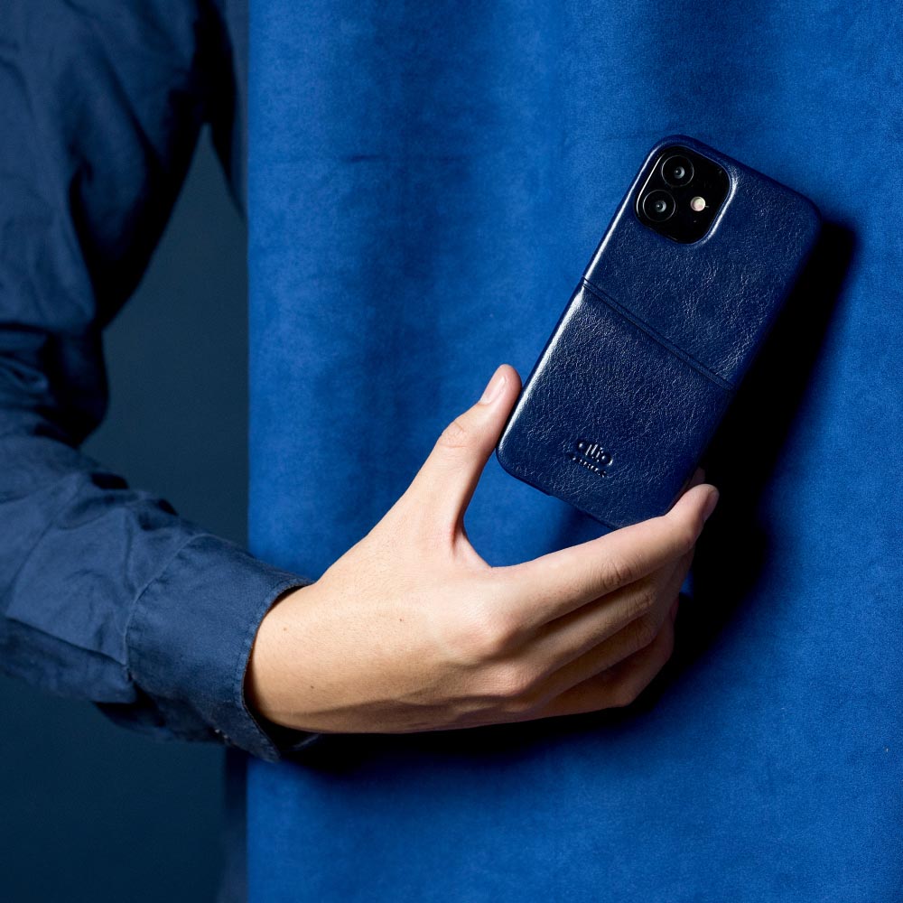 iPhone 12 mini Metro Leather Wallet Case - Navy Blue