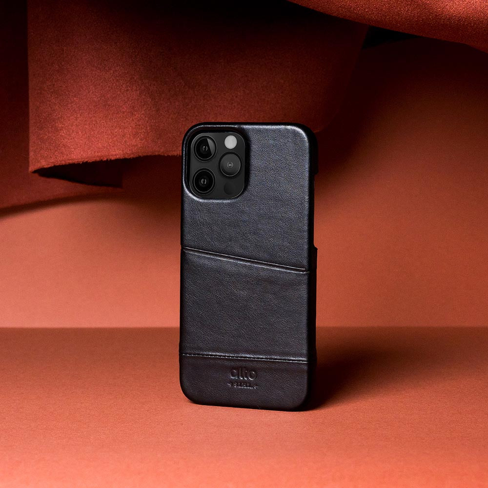 iPhone 12 Series Metro Leather Wallet Case - Raven Black