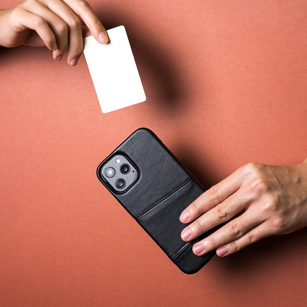 iPhone 12 Series Metro Leather Wallet Case - Raven Black