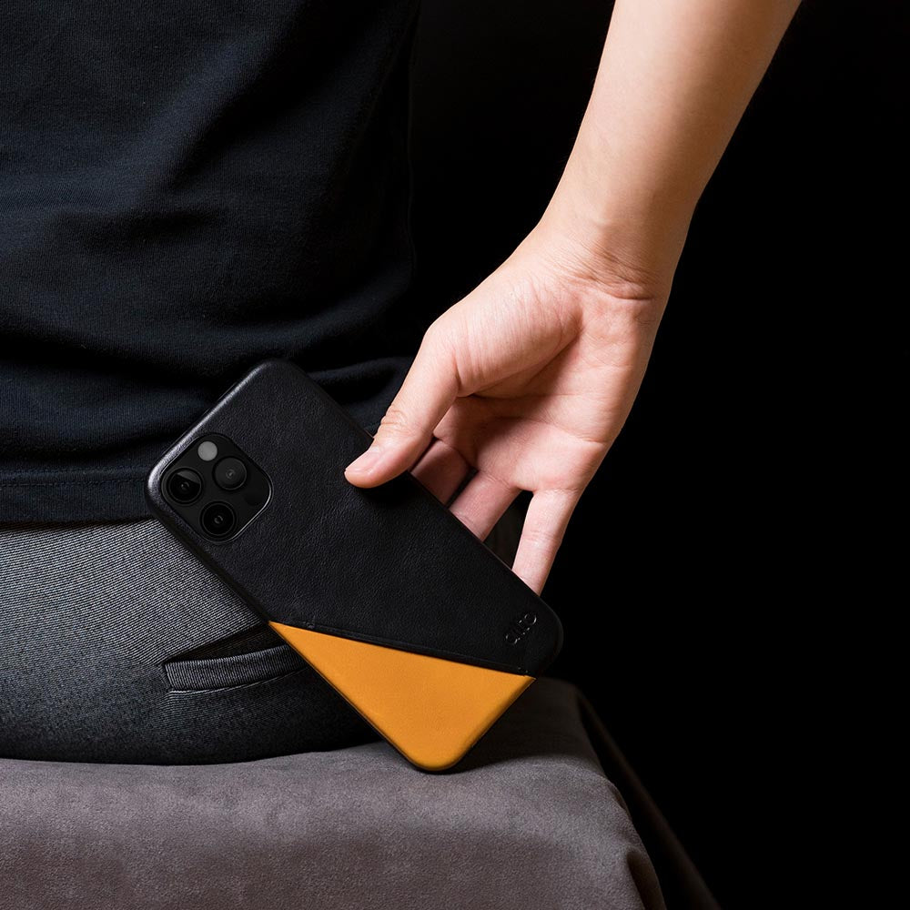 iPhone 12 Series Metro 360 Leather Wallet Case – Raven Black/Caramel Brown