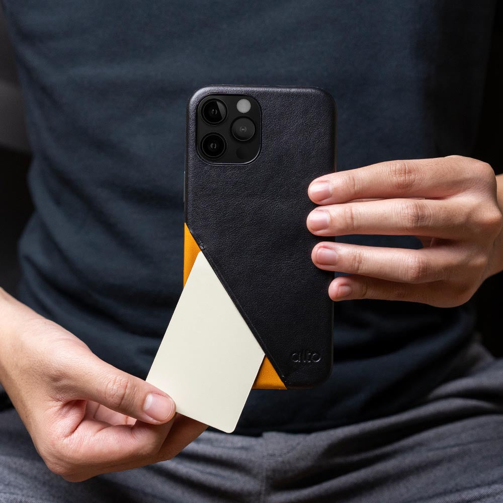 iPhone 12 Series Metro 360 Leather Wallet Case – Raven Black/Caramel Brown