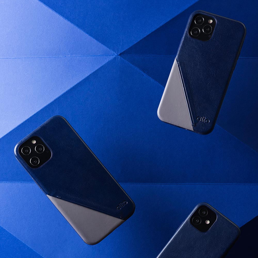 iPhone 12 Series Metro 360 Leather Wallet Case – Navy/Cement