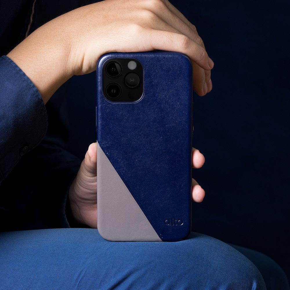 iPhone 12 Series Metro 360 Leather Wallet Case – Navy/Cement