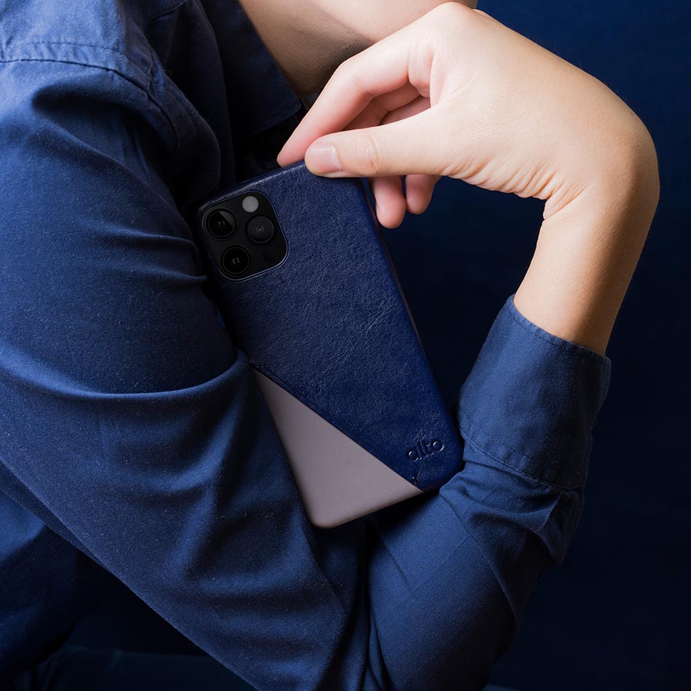 iPhone 12 Series Metro 360 Leather Wallet Case – Navy/Cement