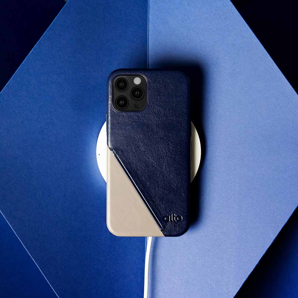 iPhone 12 Series Metro 360 Leather Wallet Case – Navy/Cement