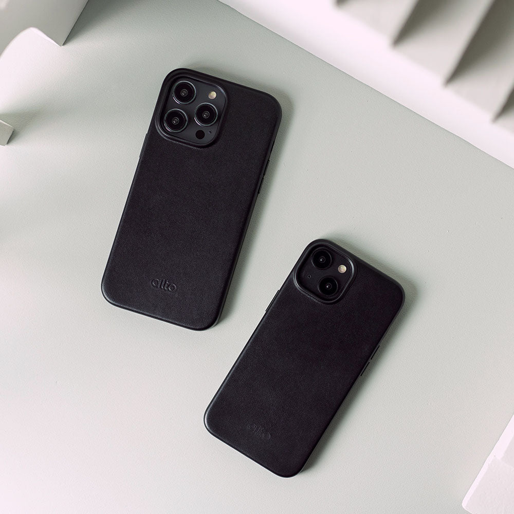 iPhone14シリーズオリジナルドロップ保護革ケース-RavenBlack