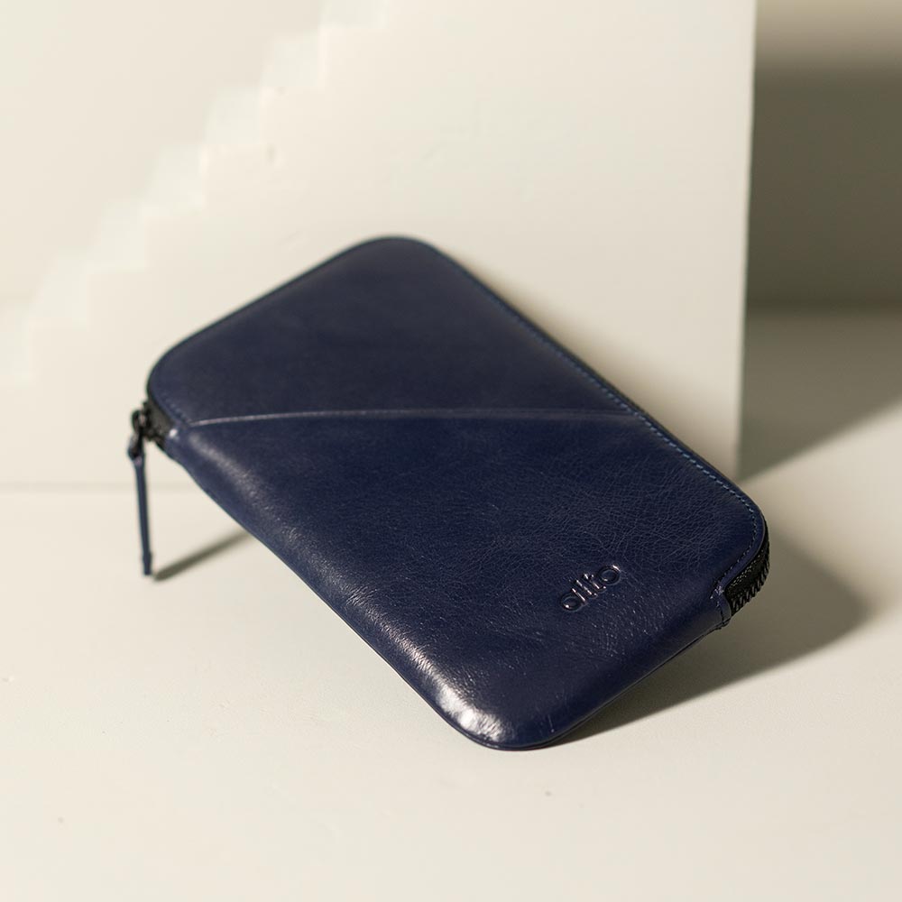 Leather Phone Wallet – Navy Blue